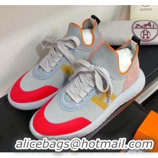 Top Quality Hermes Crew Knit Sneakers 033069 Grey 2021