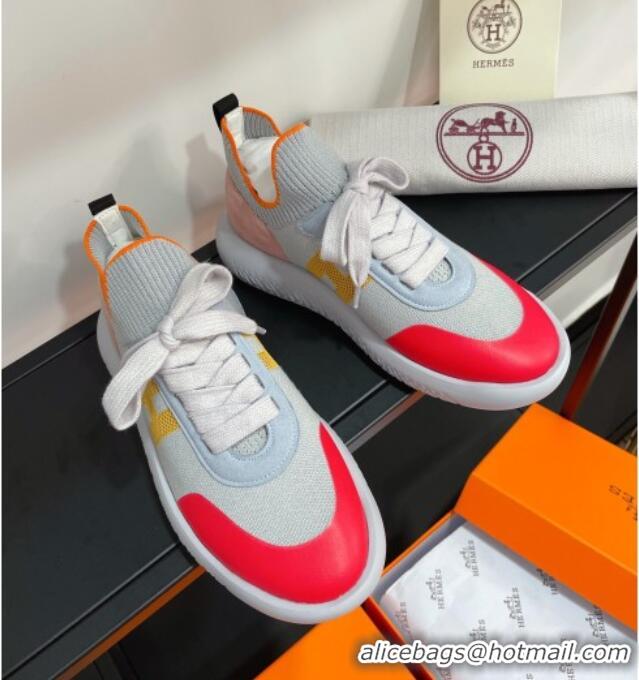 Top Quality Hermes Crew Knit Sneakers 033069 Grey 2021