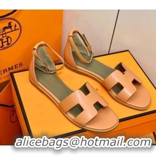 Discount Hermes Santorini Sandal in Smooth Swift Calfskin 331081 Orange