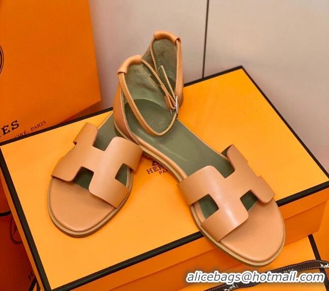 Discount Hermes Santorini Sandal in Smooth Swift Calfskin 331081 Orange