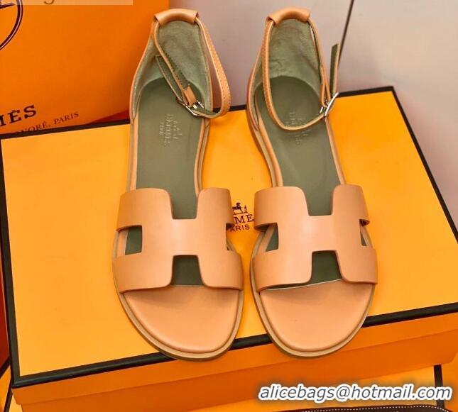 Discount Hermes Santorini Sandal in Smooth Swift Calfskin 331081 Orange