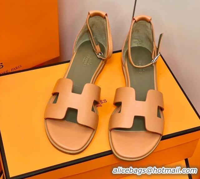 Discount Hermes Santorini Sandal in Smooth Swift Calfskin 331081 Orange