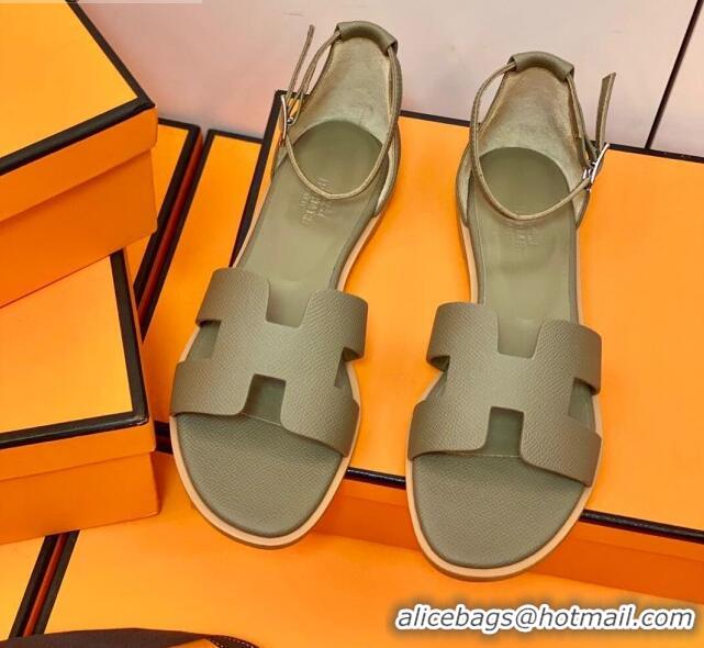 Cute Hermes Santorini Sandal in Smooth Swift Calfskin 331084 Apricot