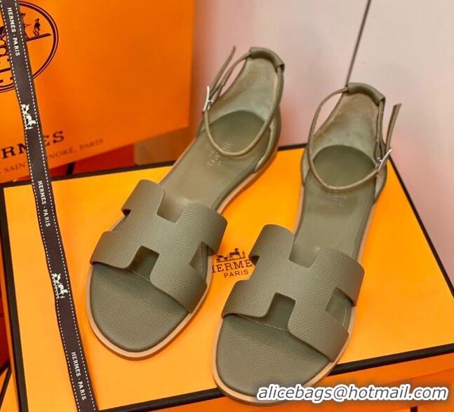 Cute Hermes Santorini Sandal in Smooth Swift Calfskin 331084 Apricot