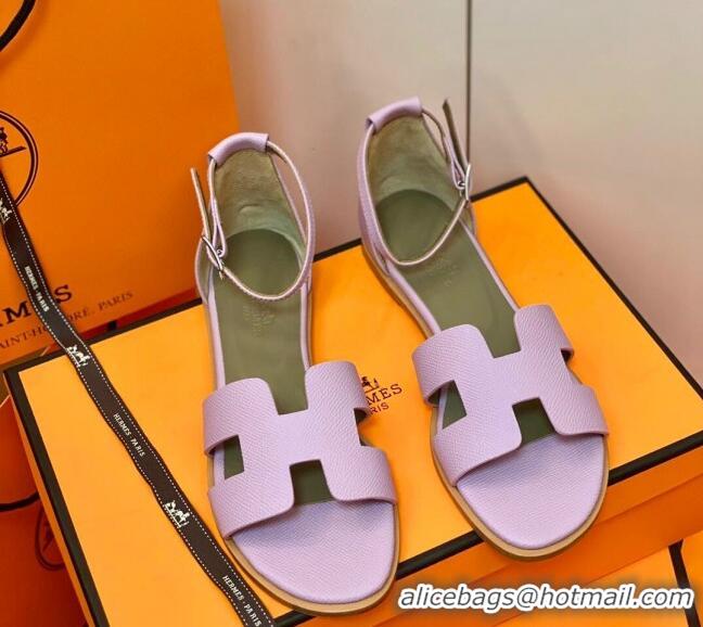 Sophisticated Hermes Santorini Sandal in Grainy Epsom Calfskin 331086 Light Pink