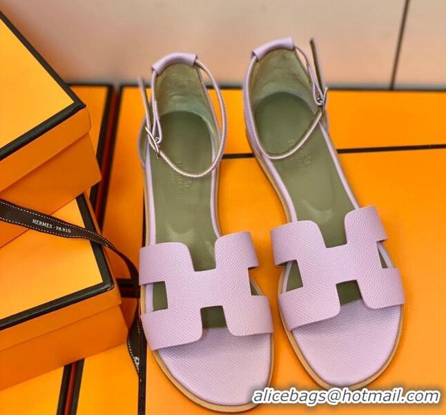 Sophisticated Hermes Santorini Sandal in Grainy Epsom Calfskin 331086 Light Pink