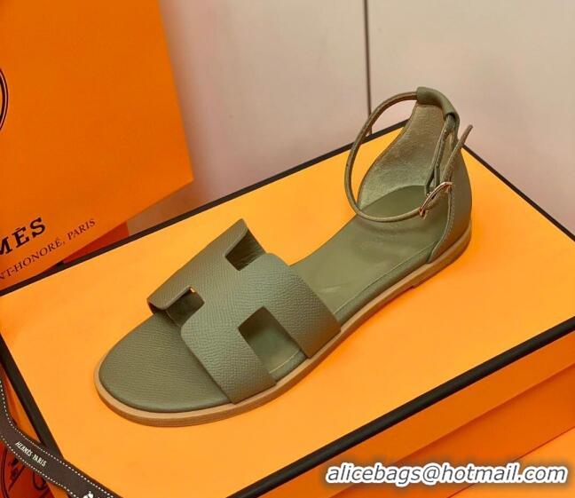 Perfect Hermes Santorini Sandal in Grainy Epsom Calfskin 331086 Dark Apricot