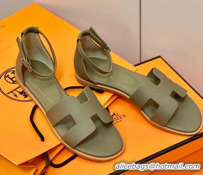 Perfect Hermes Santorini Sandal in Grainy Epsom Calfskin 331086 Dark Apricot