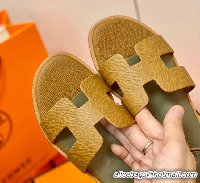 Custom Hermes Santorini Sandal in Grainy Epsom Calfskin 331091 Brown 2021