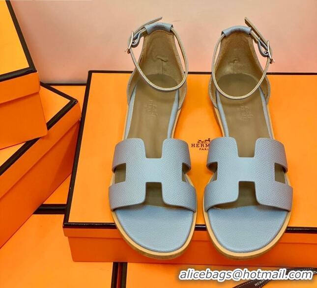 Top Quality Hermes Santorini Sandal in Grainy Epsom Calfskin 331091 Grey 2021