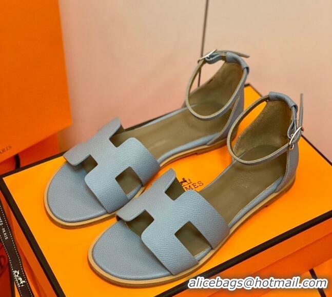 Top Quality Hermes Santorini Sandal in Grainy Epsom Calfskin 331091 Grey 2021