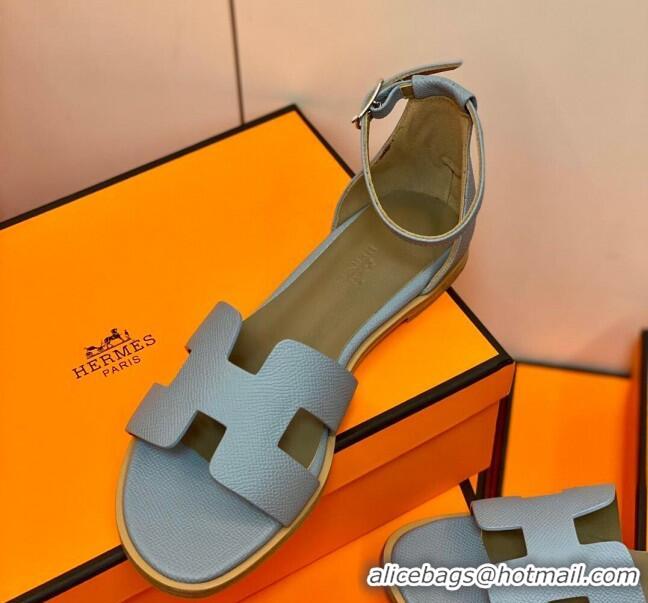 Top Quality Hermes Santorini Sandal in Grainy Epsom Calfskin 331091 Grey 2021