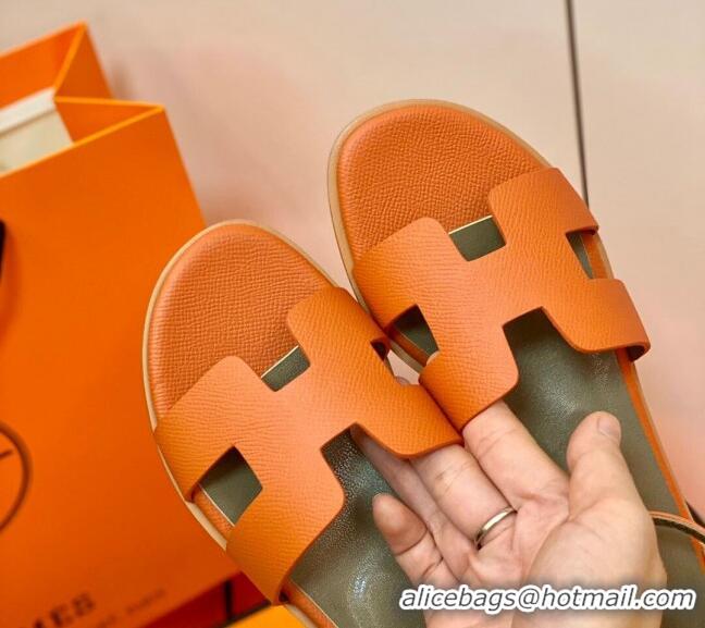 Low Price Hermes Santorini Sandal in Grainy Epsom Calfskin 331091 Orange 2021