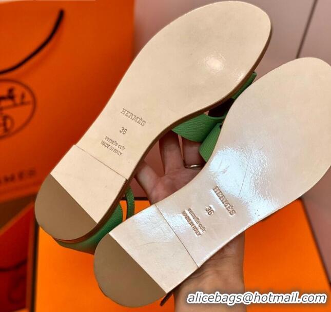 Top Grade Hermes Santorini Sandal in Grainy Epsom Calfskin 331091 Green 2021