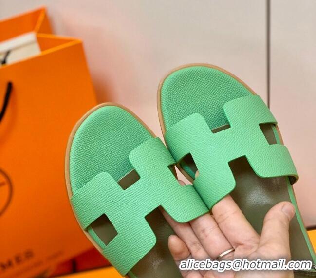 Top Grade Hermes Santorini Sandal in Grainy Epsom Calfskin 331091 Green 2021