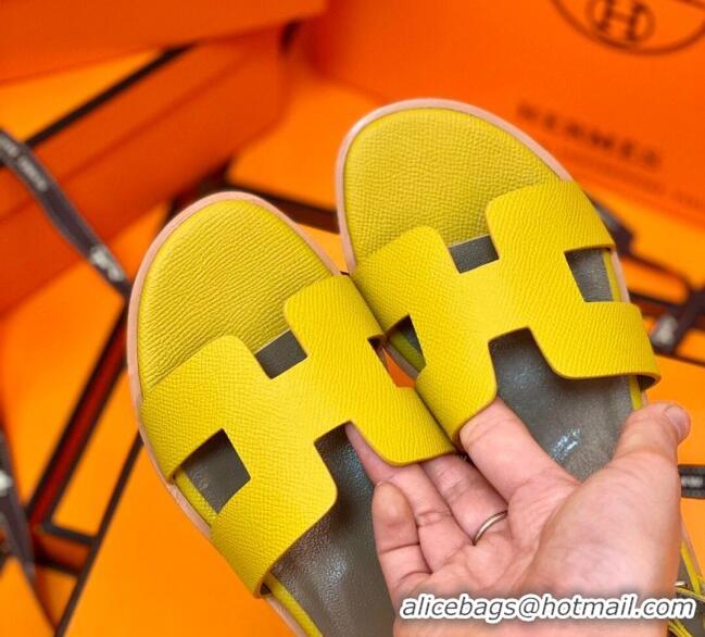 Good Quality Hermes Santorini Sandal in Grainy Epsom Calfskin 331091 Yellow 2021