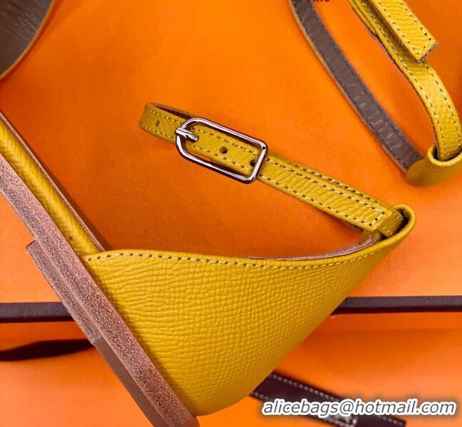 Good Quality Hermes Santorini Sandal in Grainy Epsom Calfskin 331091 Yellow 2021