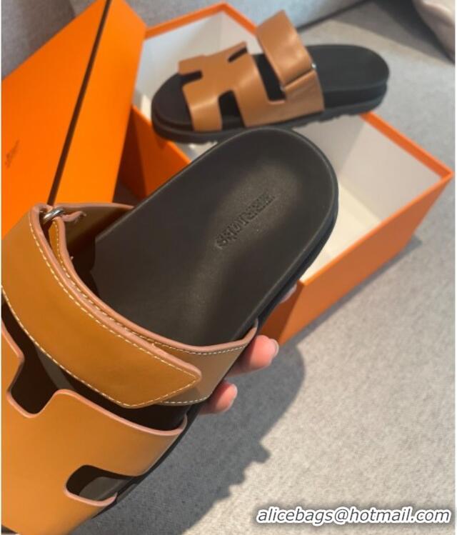 Perfect Hermes Chypre Calfskin H Flat Mules 040106 Brown 2021 