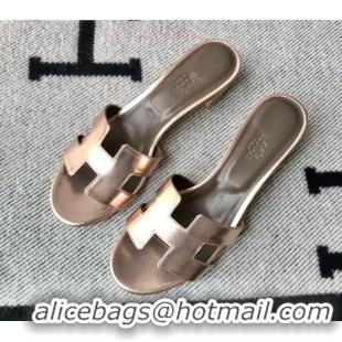 Good Quality Hermes Oasis Sandal in Smooth Metalic Calfskin With 5cm Heel 040284