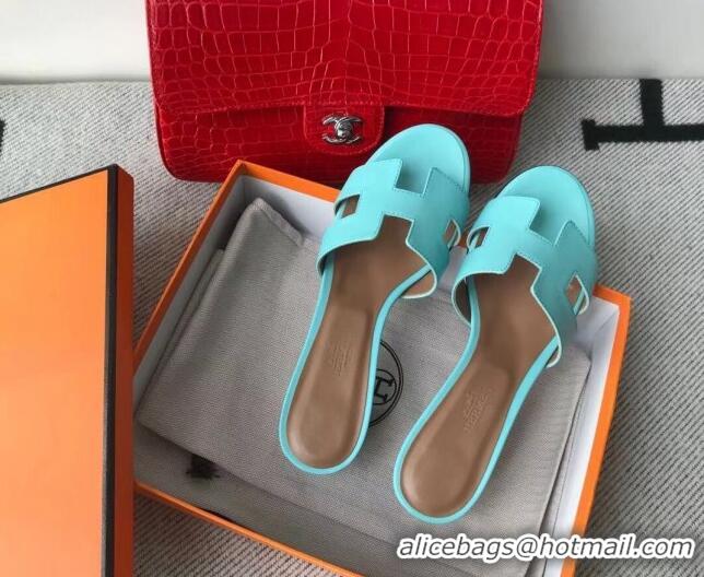 Top Grade Hermes Oasis Sandal in Smooth Metalic Calfskin With 5cm Heel 040284 Blue