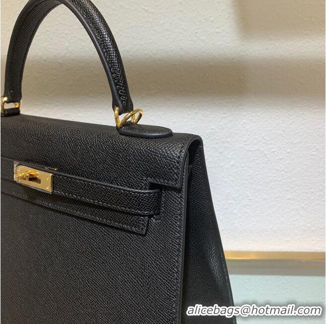 Buy Design Hermes Kelly 22cm 25cm Tote Bag Original Epsom Leather Bag KL22 KL25 Black