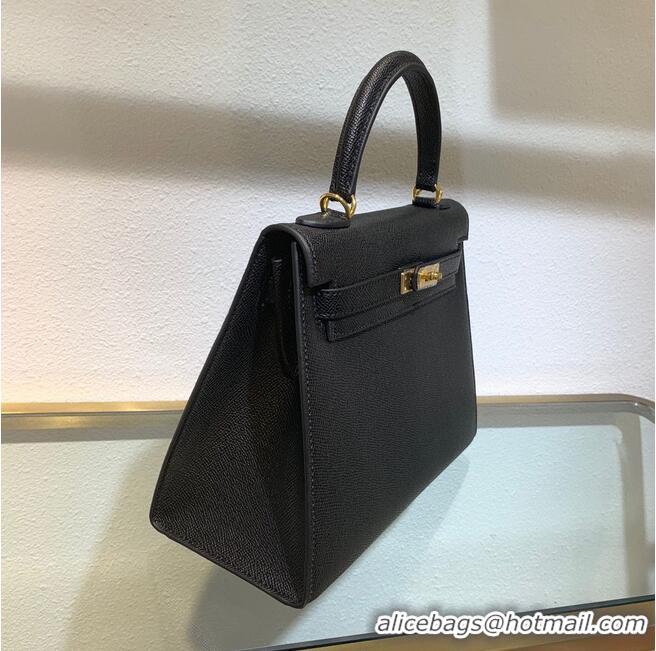 Buy Design Hermes Kelly 22cm 25cm Tote Bag Original Epsom Leather Bag KL22 KL25 Black