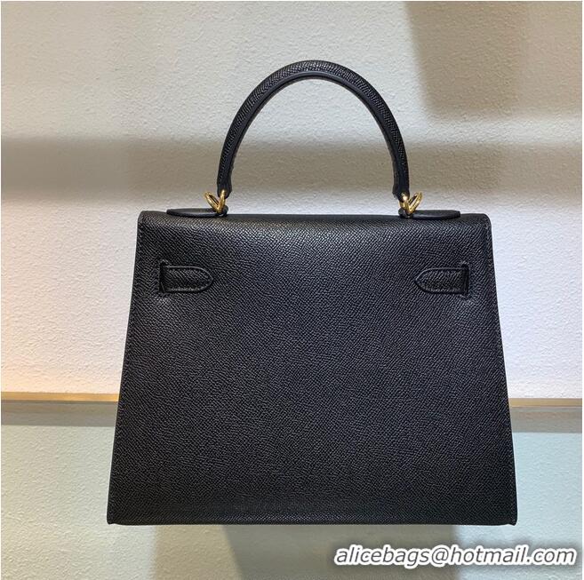 Buy Design Hermes Kelly 22cm 25cm Tote Bag Original Epsom Leather Bag KL22 KL25 Black