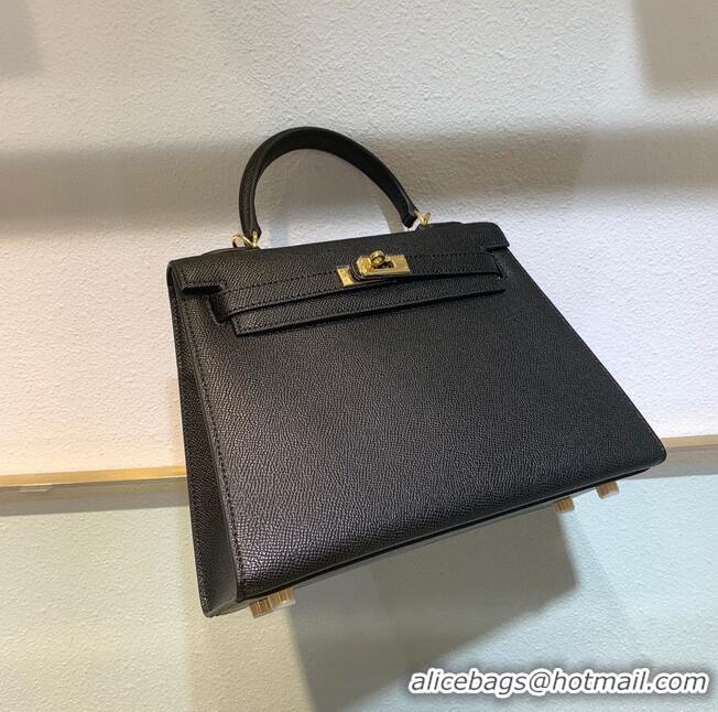 Buy Design Hermes Kelly 22cm 25cm Tote Bag Original Epsom Leather Bag KL22 KL25 Black