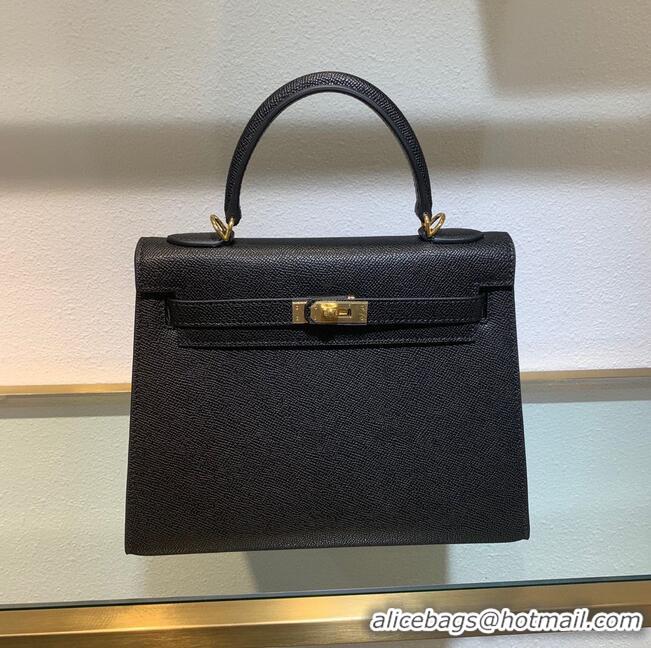 Buy Design Hermes Kelly 22cm 25cm Tote Bag Original Epsom Leather Bag KL22 KL25 Black