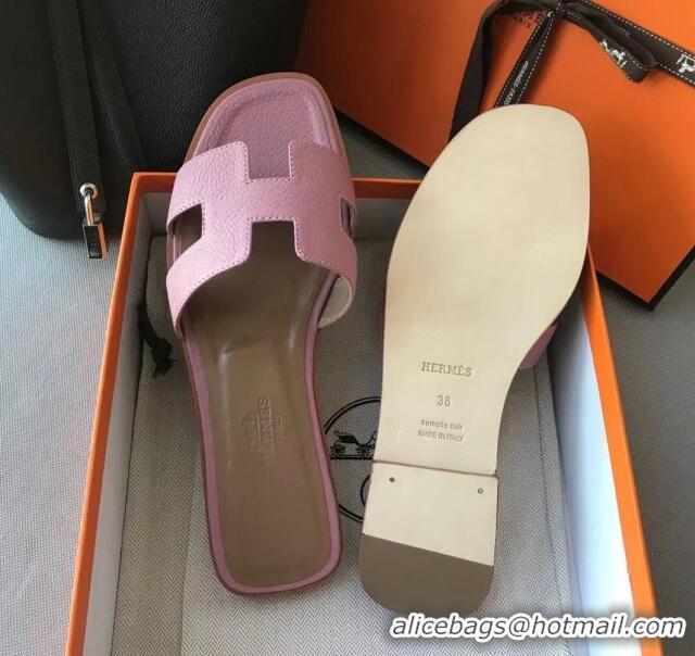 Low Price Hermes Oran H Flat Slipper Sandals in Togo Grainy Calfskin 040384 Pink 2021