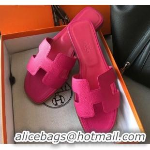 Top Design Hermes Oran H Flat Slipper Sandals in Togo Grainy Calfskin 040384 Rosy 2021