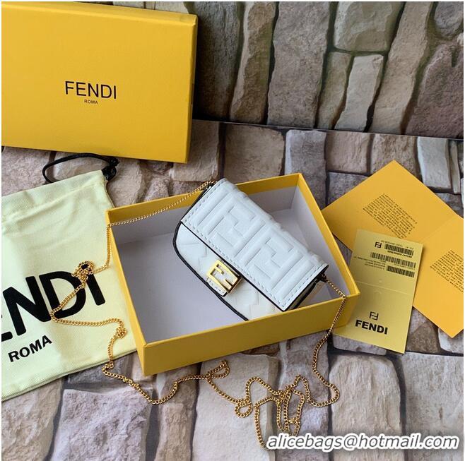 Buy Inexpensive FENDI NANO BAGUETTE CHARM nappa leather 7AR844 White