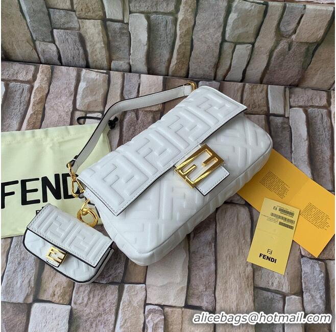 Buy Inexpensive FENDI NANO BAGUETTE CHARM nappa leather 7AR844 White