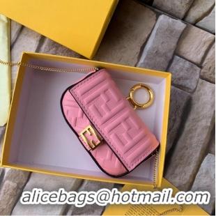 Unique Grade FENDI NANO BAGUETTE CHARM nappa leather 7AR844 Pink