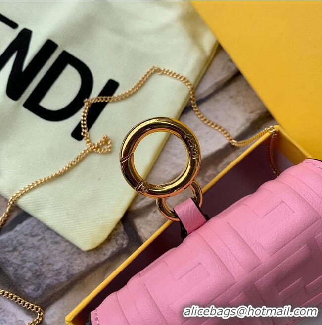 Unique Grade FENDI NANO BAGUETTE CHARM nappa leather 7AR844 Pink