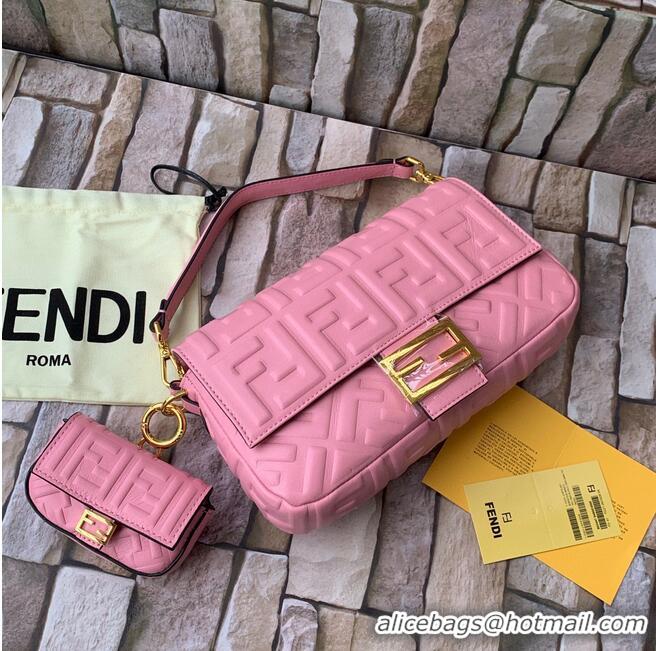 Unique Grade FENDI NANO BAGUETTE CHARM nappa leather 7AR844 Pink