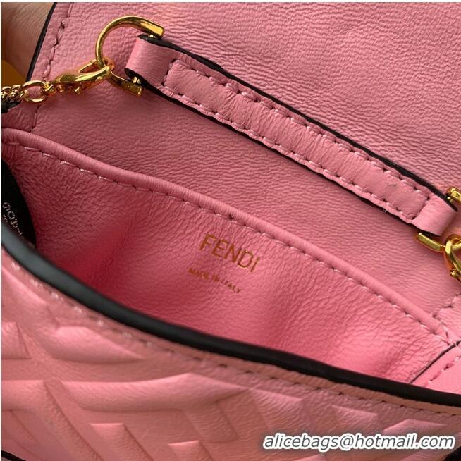 Unique Grade FENDI NANO BAGUETTE CHARM nappa leather 7AR844 Pink