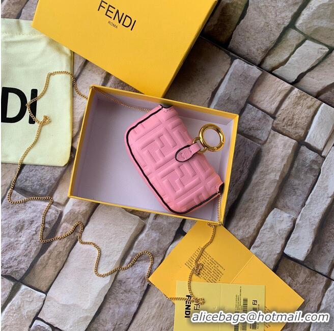 Unique Grade FENDI NANO BAGUETTE CHARM nappa leather 7AR844 Pink