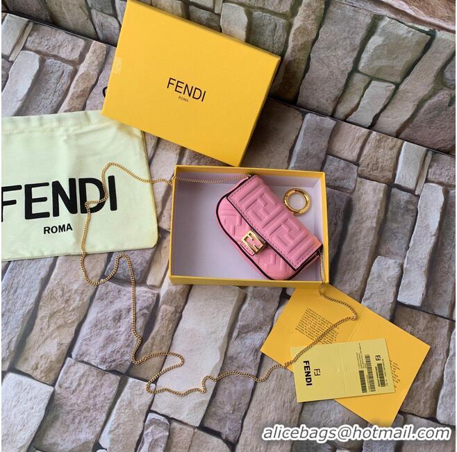 Unique Grade FENDI NANO BAGUETTE CHARM nappa leather 7AR844 Pink