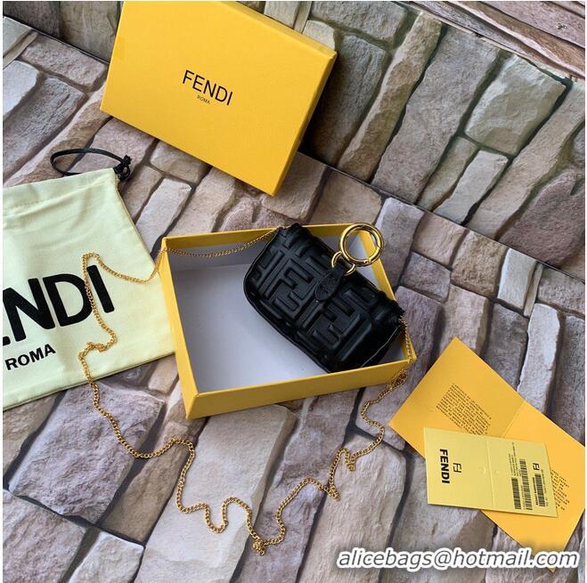 Good Quality FENDI NANO BAGUETTE CHARM nappa leather 7AR844 Black