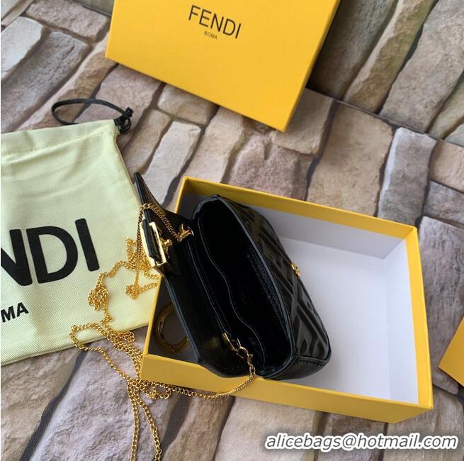 Good Quality FENDI NANO BAGUETTE CHARM nappa leather 7AR844 Black