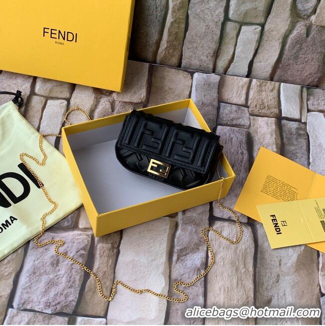 Good Quality FENDI NANO BAGUETTE CHARM nappa leather 7AR844 Black