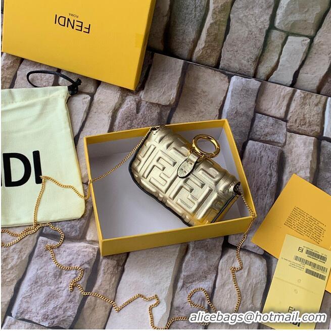 Promotional FENDI NANO BAGUETTE CHARM nappa leather 7AR844 Gold