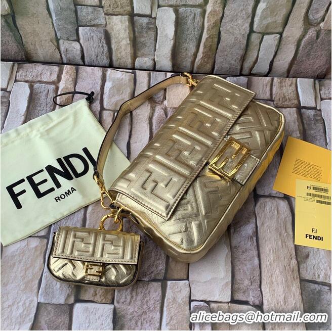 Promotional FENDI NANO BAGUETTE CHARM nappa leather 7AR844 Gold