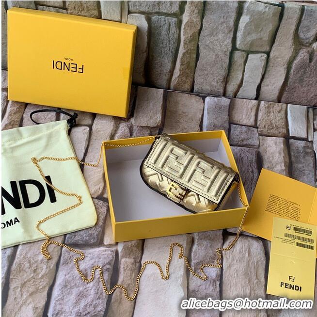 Promotional FENDI NANO BAGUETTE CHARM nappa leather 7AR844 Gold