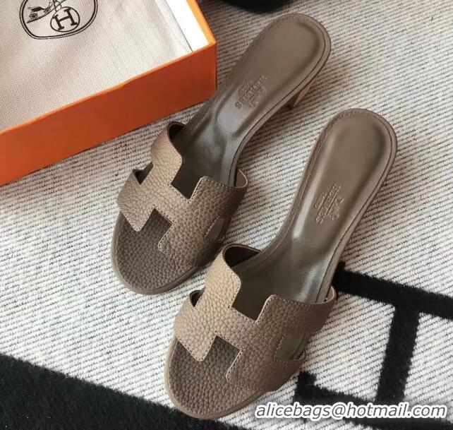 Best Grade Hermes Oasis Sandal in in Togo Grainy Calfskin With 5cm Heel 040371 Dark Grey 2021