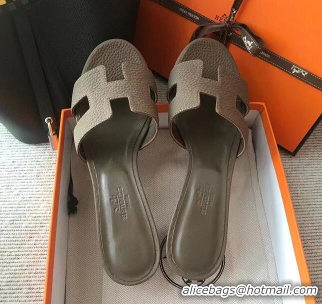 Best Grade Hermes Oasis Sandal in in Togo Grainy Calfskin With 5cm Heel 040371 Dark Grey 2021