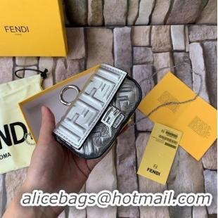 Cheapest FENDI NANO BAGUETTE CHARM nappa leather 7AR844 Silver