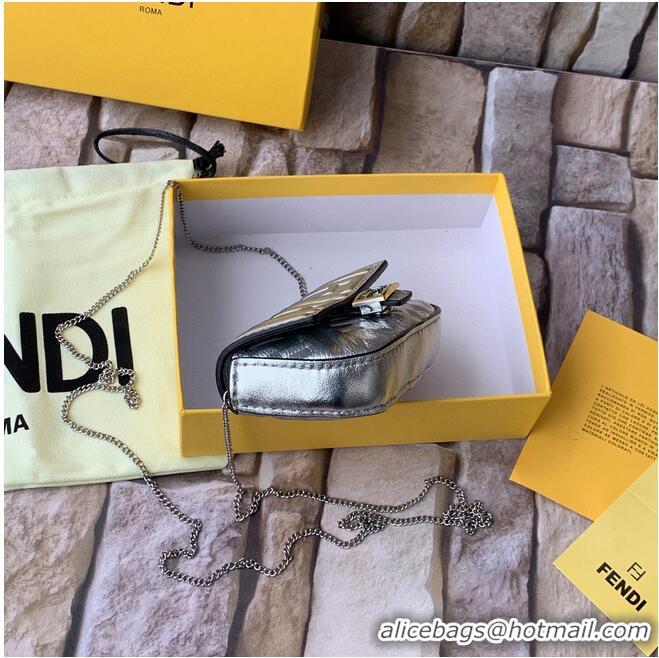 Cheapest FENDI NANO BAGUETTE CHARM nappa leather 7AR844 Silver