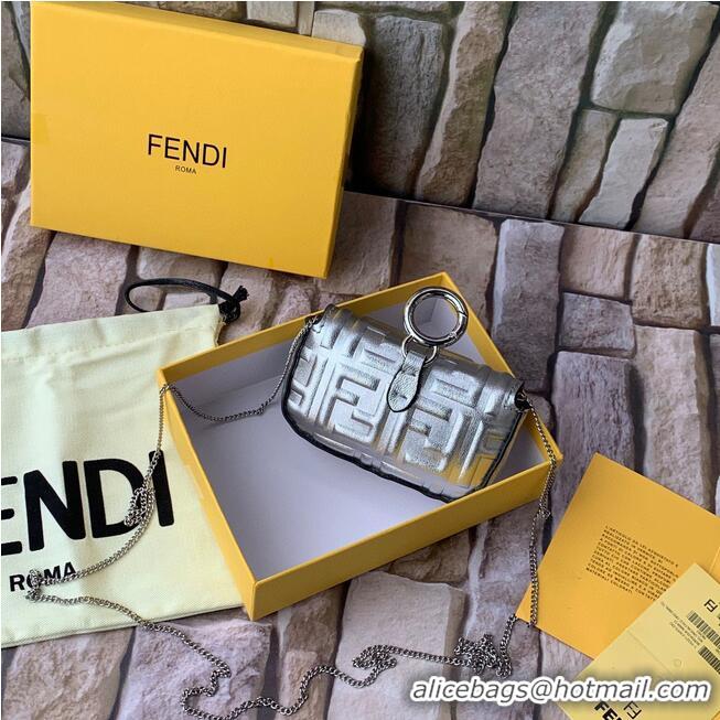 Cheapest FENDI NANO BAGUETTE CHARM nappa leather 7AR844 Silver